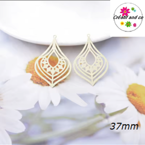 Breloque estampe pendante beige-crème  37mm