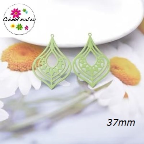 Breloque estampe pendante verte 37mm