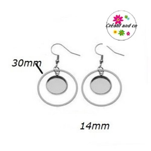 Boucle d'oreille cercle 30mm et support cabochon 14mm