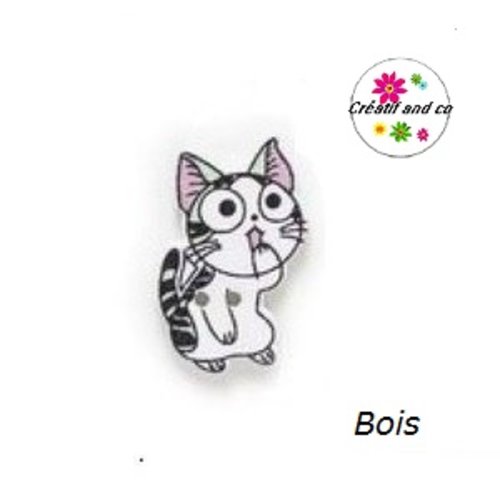 Bouton en bois chat 24mm