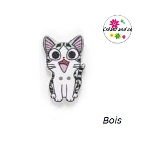 Bouton en bois chat 25mm