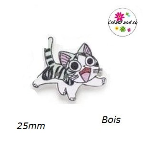 Bouton en bois chat 25mm