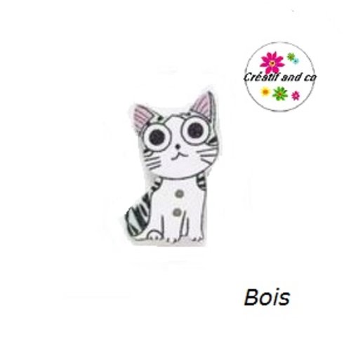 Bouton en bois chat 25mm