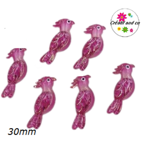Breloque perroquet fuschia 30mm