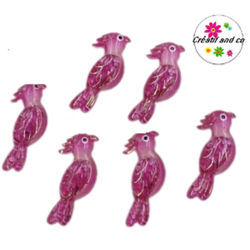 Breloque perroquet fuschia 30mm