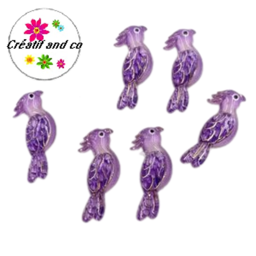 Breloque perroquet mauve 30mm