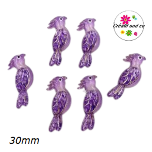 Breloque perroquet mauve 30mm