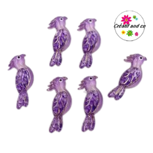 Breloque perroquet mauve 30mm