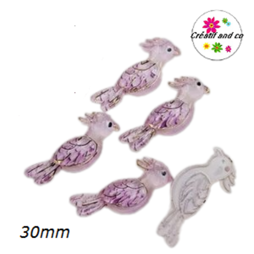 Breloque perroquet rose 30mm