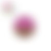 Pendentif rond bois et résine fuschia 30mm