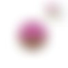 Pendentif rond bois et résine fuschia 30mm
