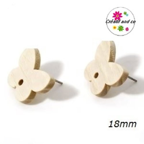 Puce oreille papillon bois naturel 18mm