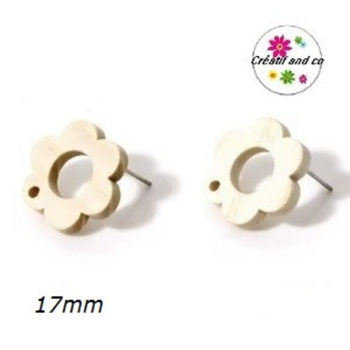 Puce oreille fleur creuse bois naturel 17mm