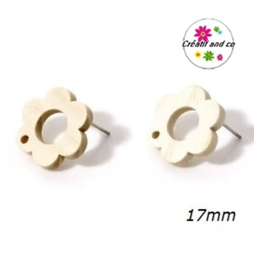 Puce oreille fleur creuse bois naturel 17mm
