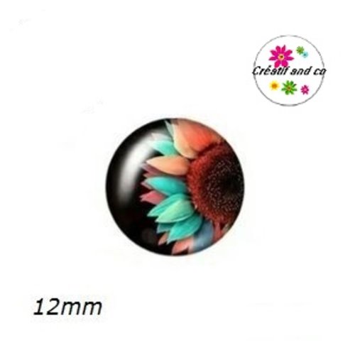 X2 cabochons demi-tournesol 12mm