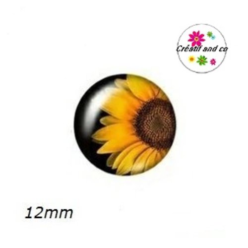 X2 cabochons demi-tournesol 12mm