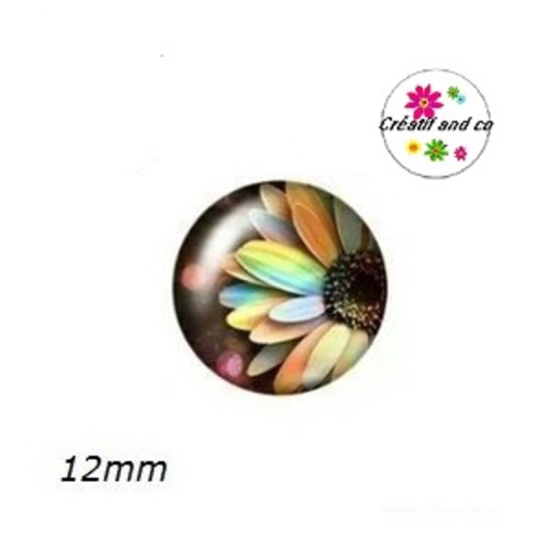X2 cabochons demi-tournesol 12mm