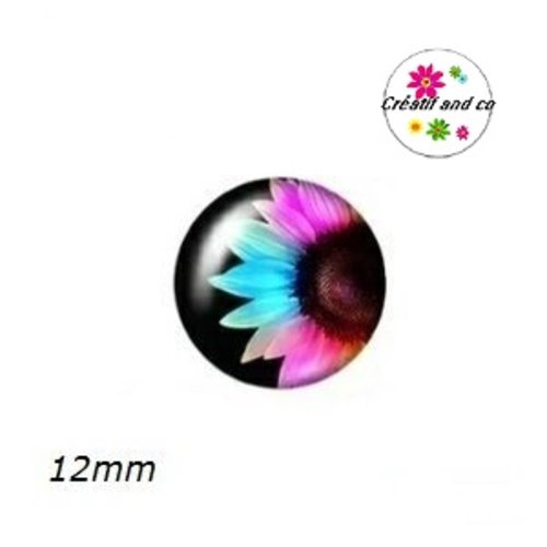 X2 cabochons demi-tournesol 12mm