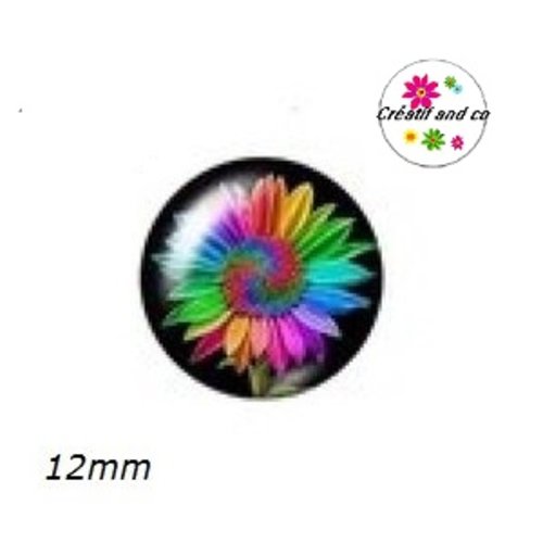 X2 cabochons marguerite colorée 12mm