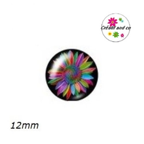 X2 cabochons marguerite colorée 12mm