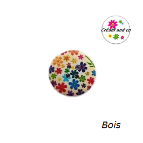 Bouton en bois vernis fleuri 20mm