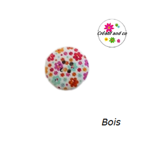 Bouton en bois vernis fleuri 20mm
