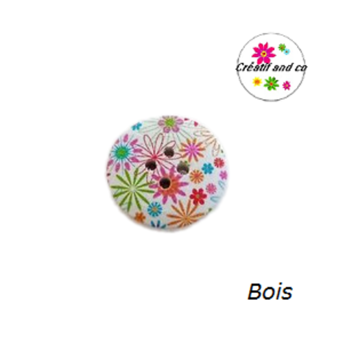 Bouton en bois vernis fleuri 20mm