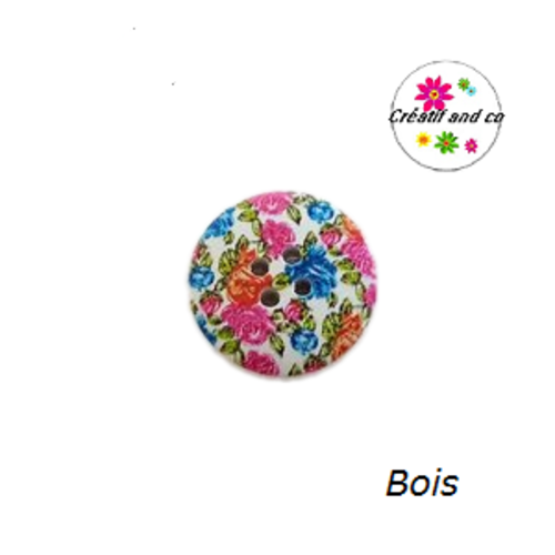 Bouton en bois vernis fleuri 20mm