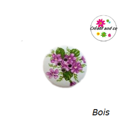 Bouton en bois vernis fleuri 20mm