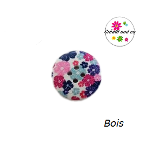 Bouton en bois vernis fleuri 20mm