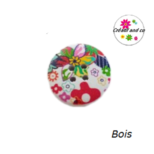 Bouton en bois vernis fleuri 20mm