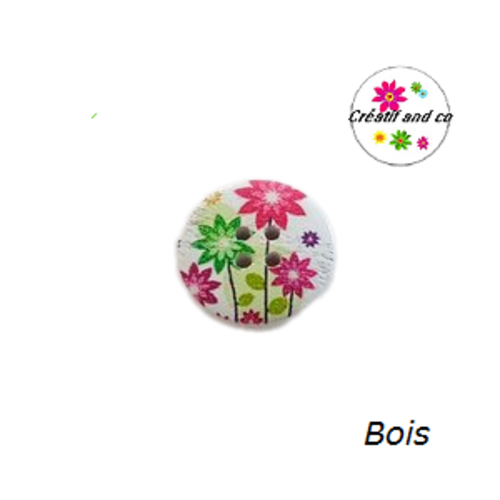 Bouton en bois vernis fleuri 20mm