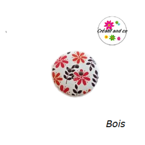 Bouton en bois vernis fleuri 20mm