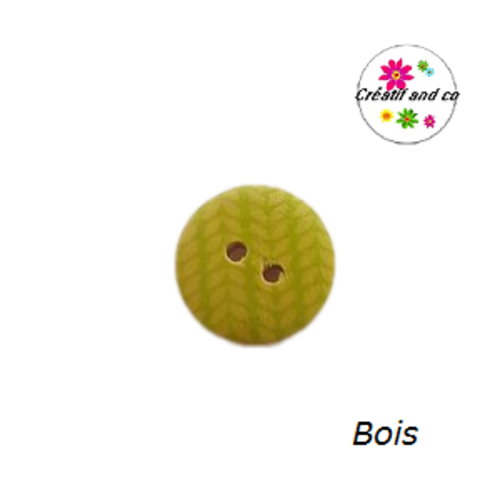 Bouton en bois vernis à motif 18mm