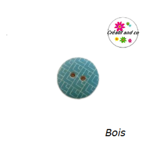 Bouton en bois vernis à motif 18mm
