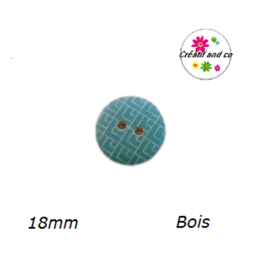Bouton à motif bois vernis 18mm