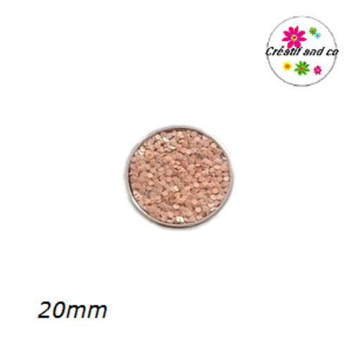 Bouton pression paillette rose 20mm