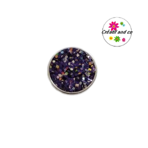 Bouton pression paillette bleu foncé/rose  20mm
