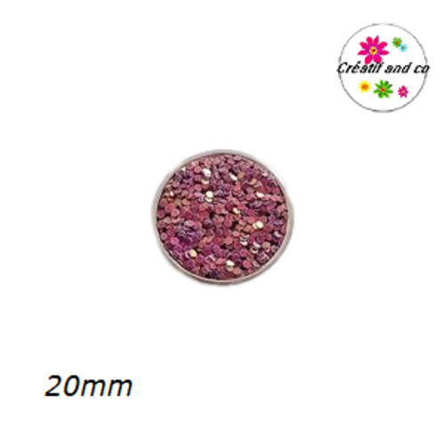 Bouton pression paillette vieux rose  20mm
