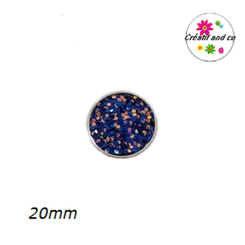 Bouton pression paillette violet  20mm