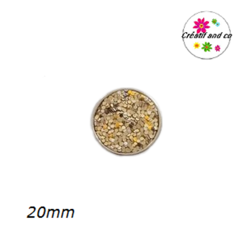 Bouton pression paillette doré  20mm
