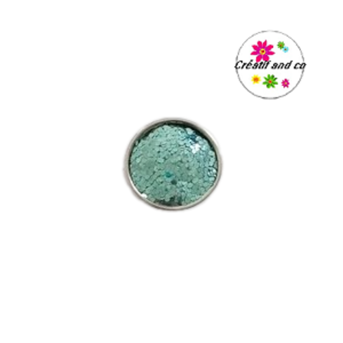Bouton pression paillette bleu clair 20mm