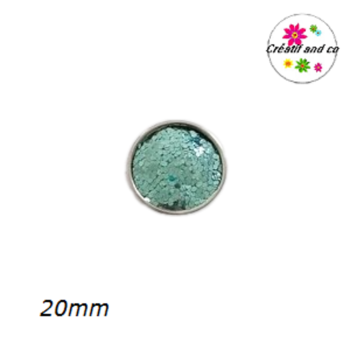 Bouton pression paillette bleu clair 20mm