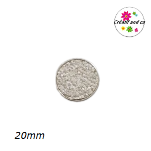 Bouton pression paillette blanc 20mm