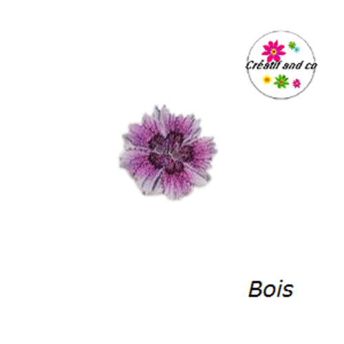 Bouton en bois vernis fleur mauve 20mm