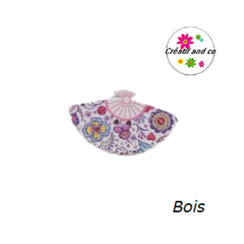 Bouton en bois vernis éventail fleuri 30mm