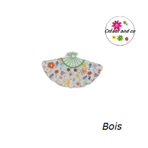 Bouton en bois vernis éventail fleuri 30mm