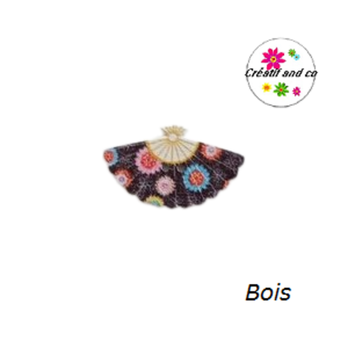 Bouton en bois vernis éventail fleuri 30mm