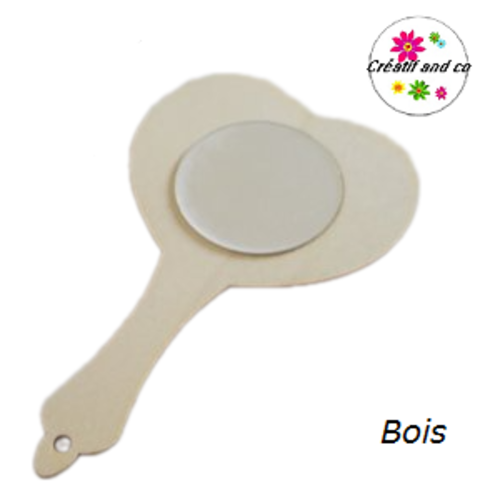 Miroir forme coeur bois brut à customiser