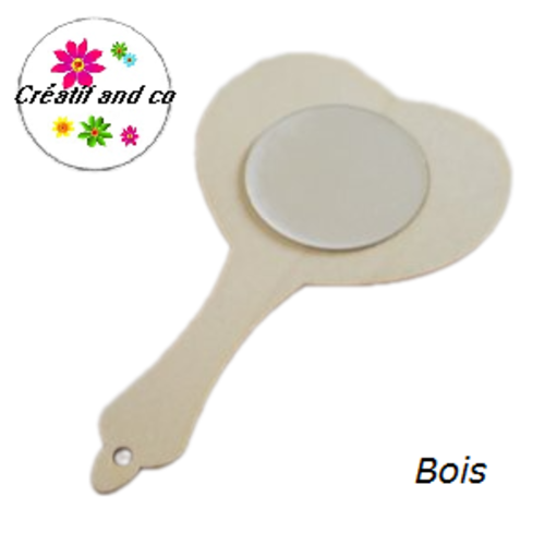 Miroir forme coeur bois brut à customiser